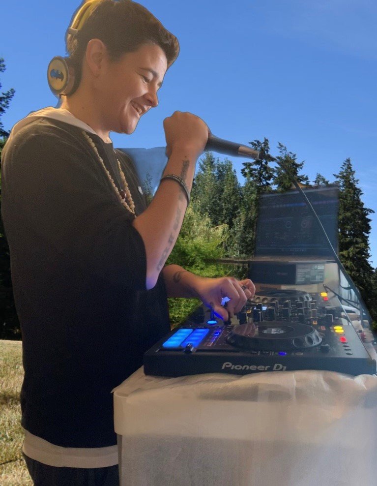 Meet the Crew 
DJ KLOV doing what she loves, mixing fresh beats for people to dance to